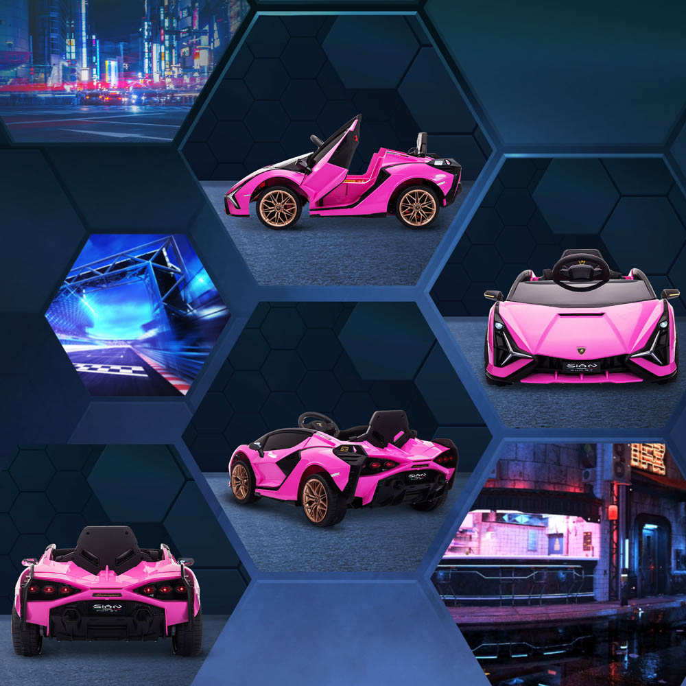 Tommy Toys Lamborghini Sian Kids Ride On Electric Car Pink 12V Image 5