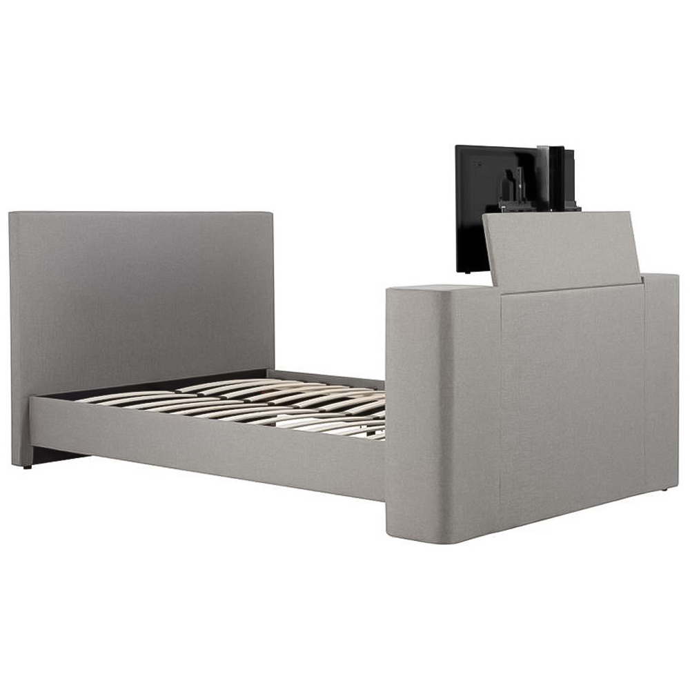 Plaza King Size Grey Bed with TV Bracket Image 2