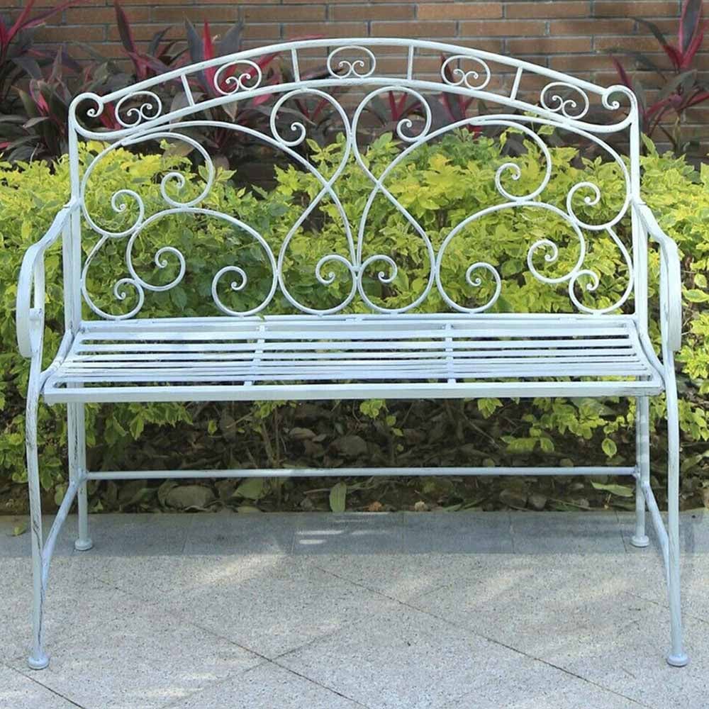 GlamHaus Genoa Duck Egg Blue Garden Bench Image 1