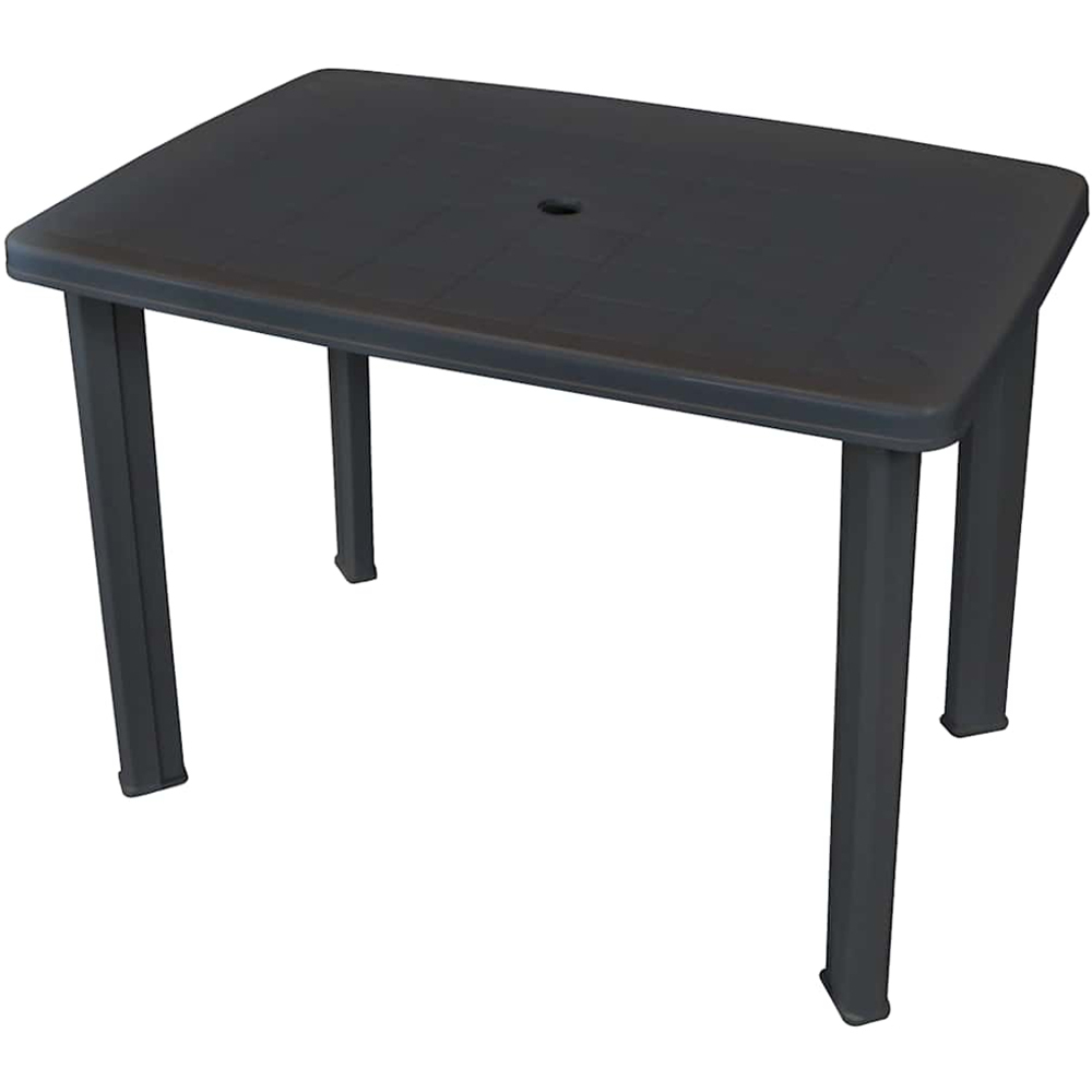 vidaXL 4 Seater Plastic Garden Table with Umbrella Hole Anthracite Image 2