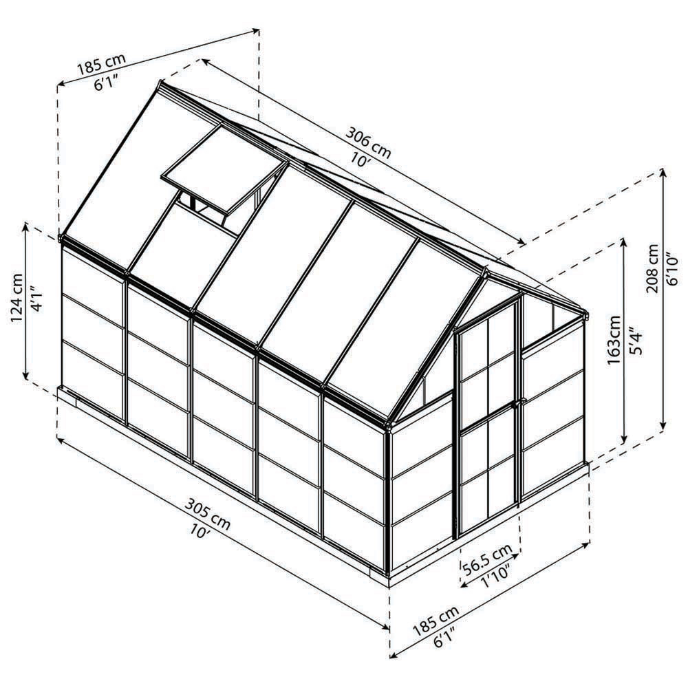 Palram Canopia Hybrid Green Polycarbonate 6 x 10ft Greenhouse Image 2