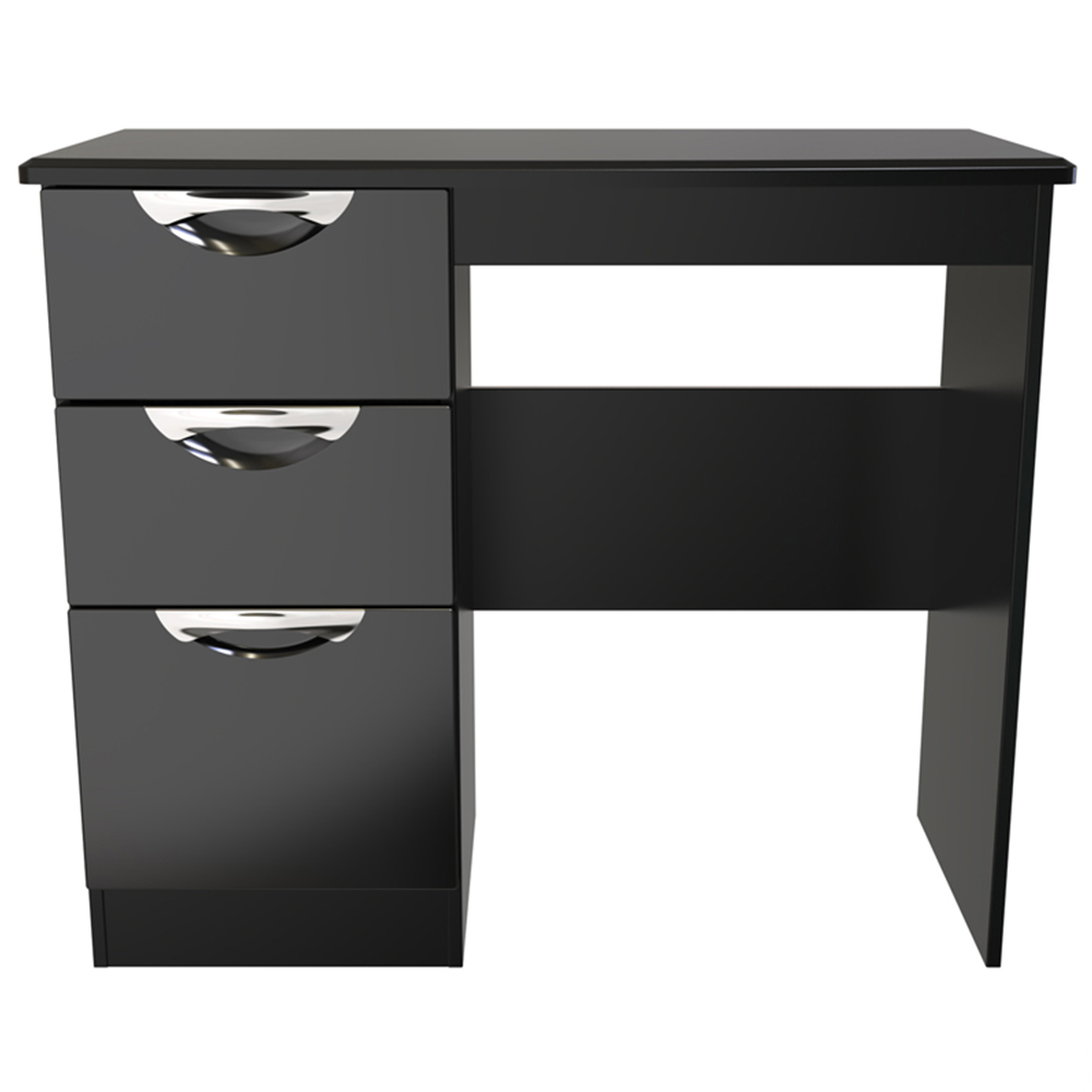 Crowndale Camden 3 Drawer Black Gloss and Black Vanity Dressing Table Ready Assembled Image 3