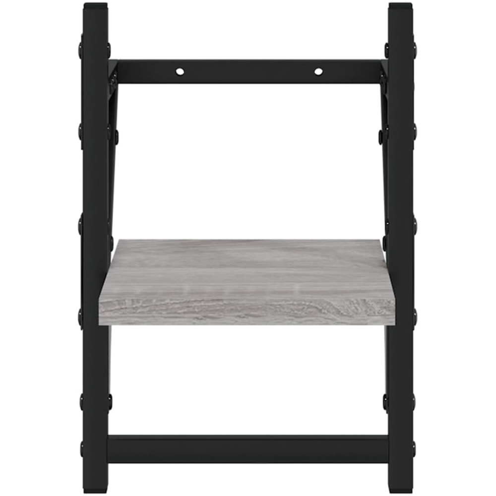 vidaXL 20cm Set of 2 Grey Sonoma Floating Wall Shelf with Bar Image 4
