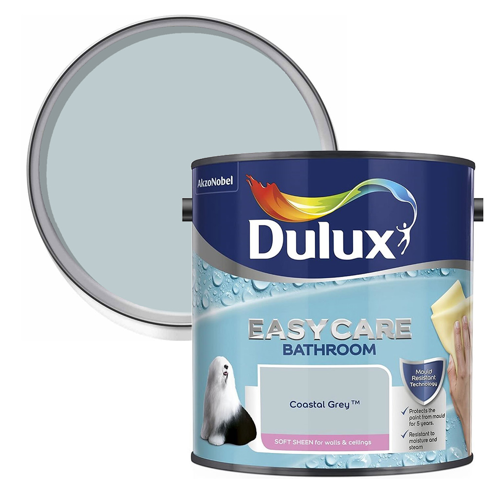 Dulux Easycare Bathroom Coastal Grey Soft Sheen Emulsion Paint 2.5L Image 1
