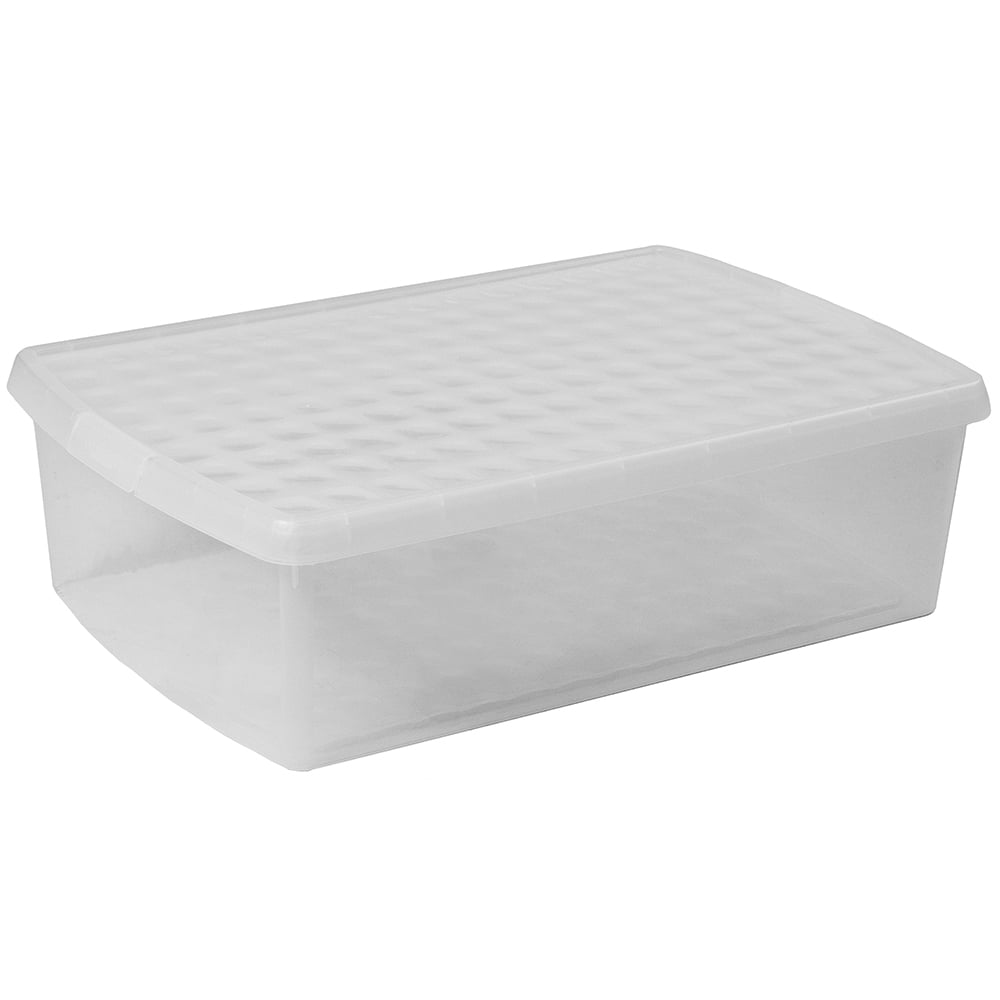 Wham Clip 30L Clear Rectangular Storage Box with Lid 3 Pack Image 1