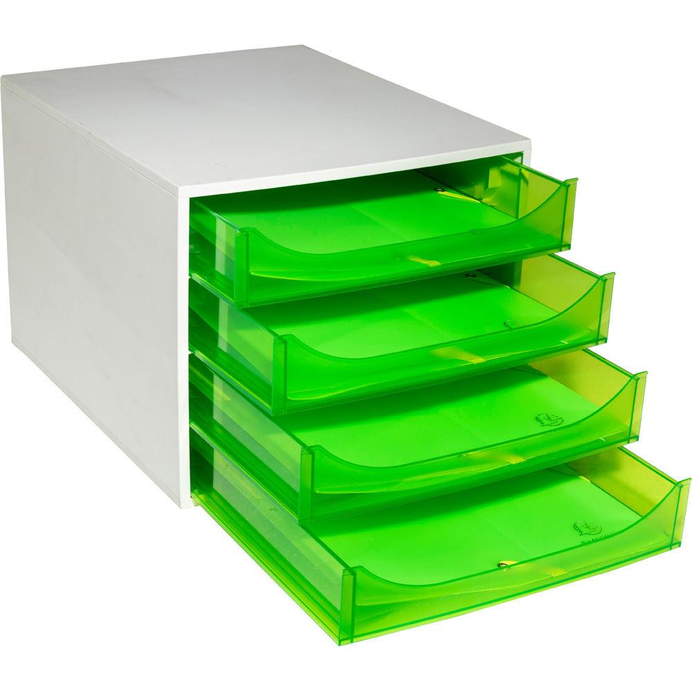 Exacompta EcoBox Linicolor 4 Drawer Apple Green Desk Organiser Image 5