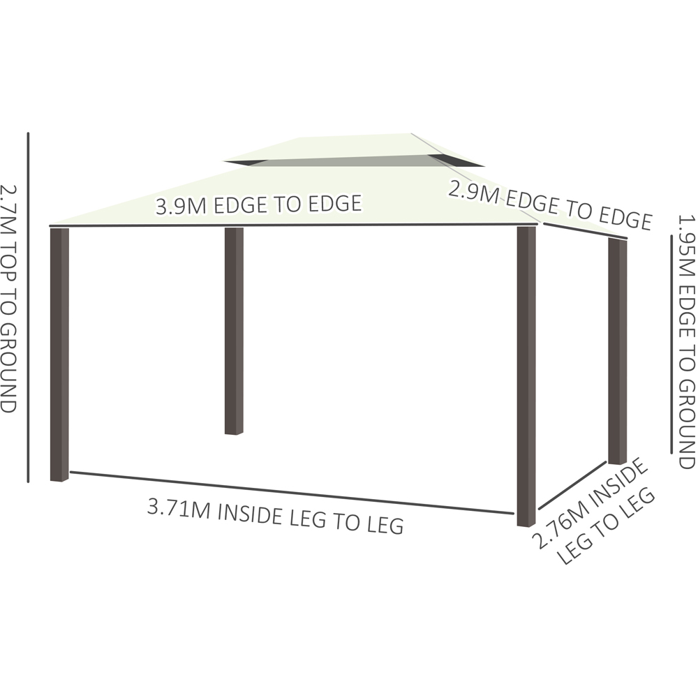 Outsunny 4 x 3m Cream Canopy Pavilion Patio Gazebo Tent with Sides Image 8