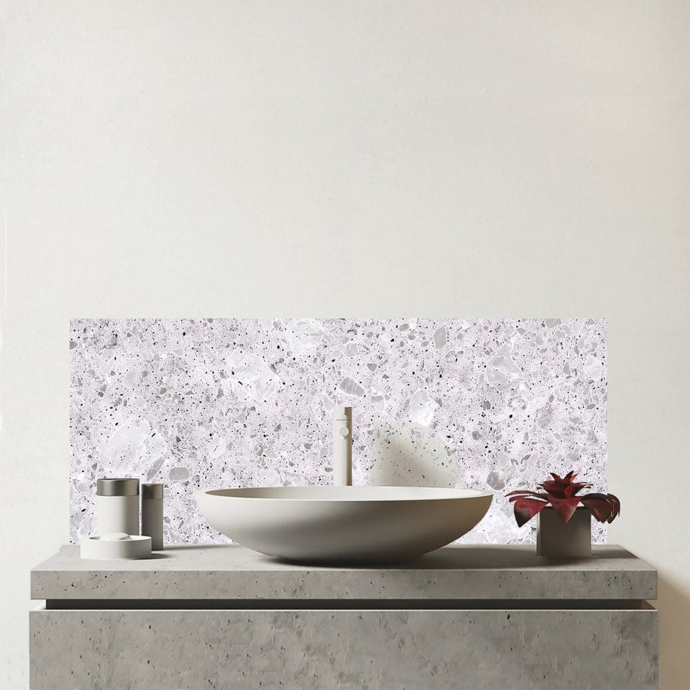 Warren Reed Designer Light Grey Quartz Effect Bathroom Splashback 25 x 60cm Image 1