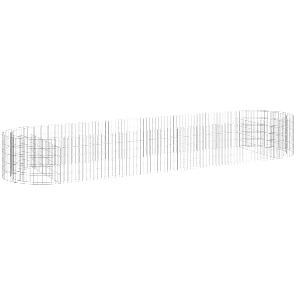 vidaXL Silver Galvanised Iron Gabion Raised Bed 400 x 100 x 50cm Image 1