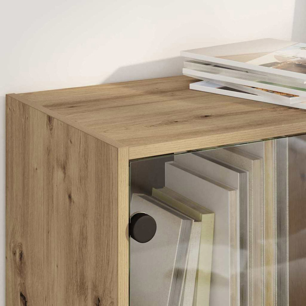 vidaXL 4 Glass Door Artisan Oak Sideboard Image 4