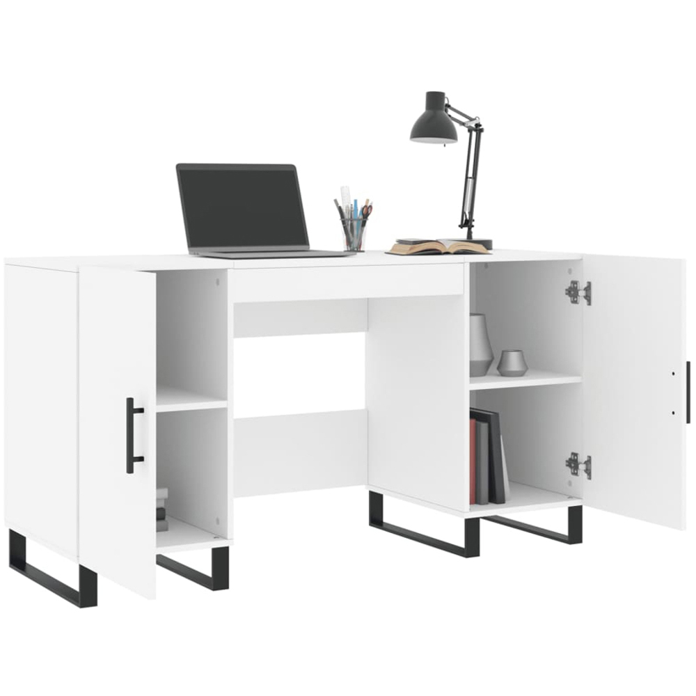 vidaXL 2 Door Computer Desk White Image 4