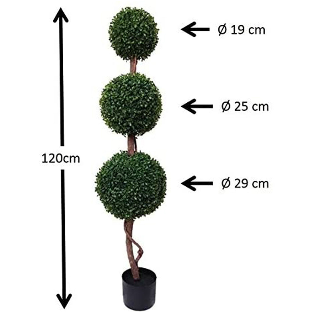 GreenBrokers Artificial Boxwood Triple Ball Topiary Trees 120cm 2 Pack Image 4