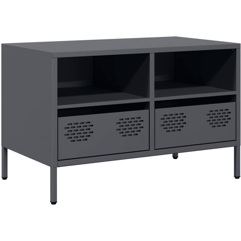 vidaXL 2 Drawer 2 Shelf Anthracite Steel TV Cabinet Image 2