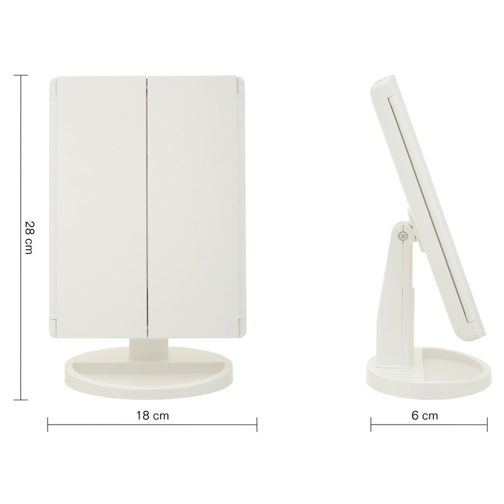 Premier Housewares Cassini Tri Fold White LED Table Mirror Image 9