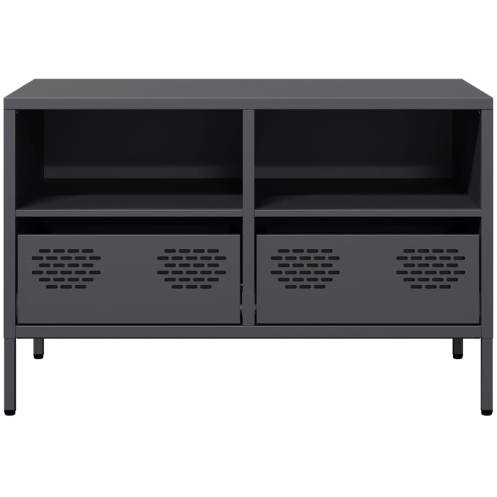 vidaXL 2 Drawer 2 Shelf Anthracite Steel TV Cabinet Image 4