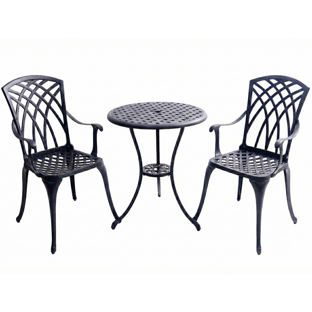 Centurion Supports OSHOWA 2 Seater Black Aluminium Bistro Set with Table Image 2