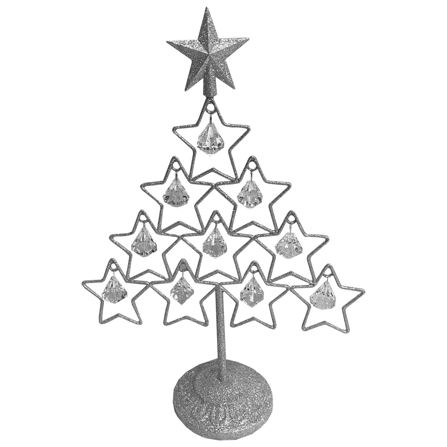 Platinum Eternity Metal Stars Table Top Christmas Tree 1ft Image