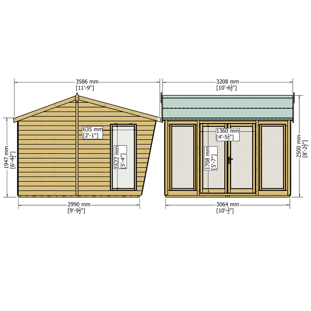 Shire Burghclere 10 x 10ft Double Door Contemporary Summerhouse Image 5