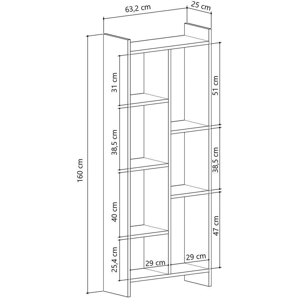 Decorotika Eden 7 Shelf White and Anthracite Freestanding Bookcase Image 3