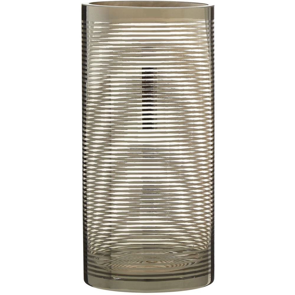 Premier Housewares Silver Raya Nickel Stripe Glass Vase Image 2