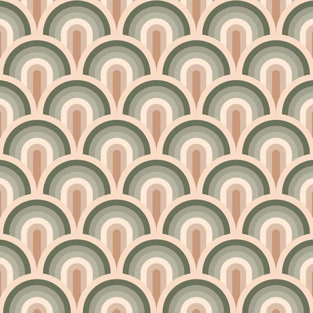 Bobbi Beck Eco Luxury Retro Rainbow Green Wallpaper Image 1