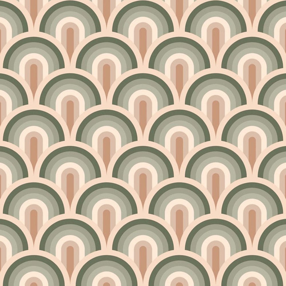 Bobbi Beck Eco Luxury Retro Rainbow Green Wallpaper Image 1