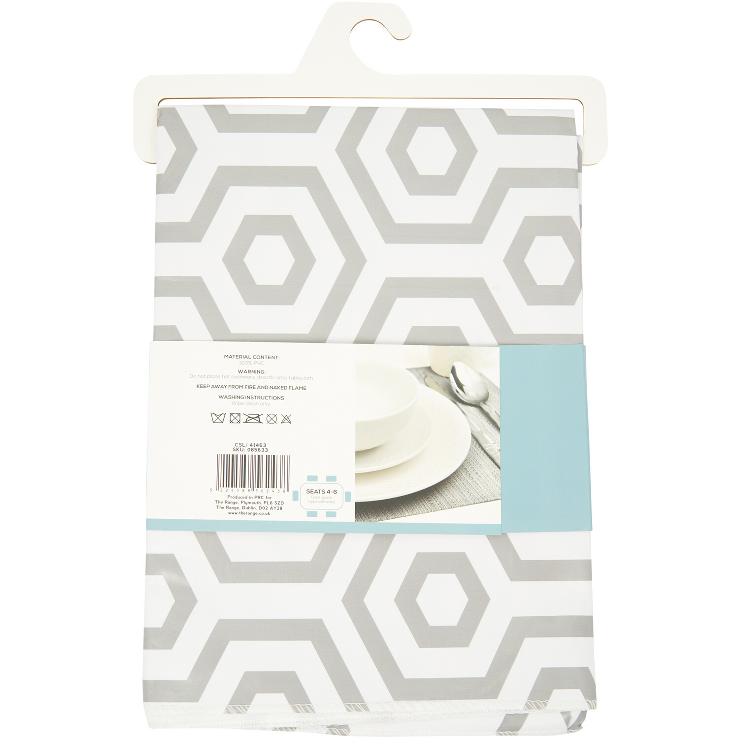 Grey Geo Wipe Clean Tablecloth - Grey Image 4