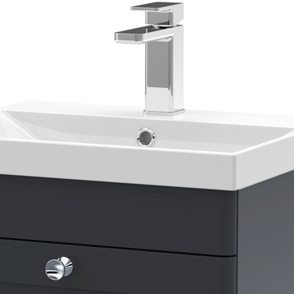 nuie Classique Single Drawer Soft Black Wall Hung Unit and Thin Edge Ceramic Basin 500mm Image 2