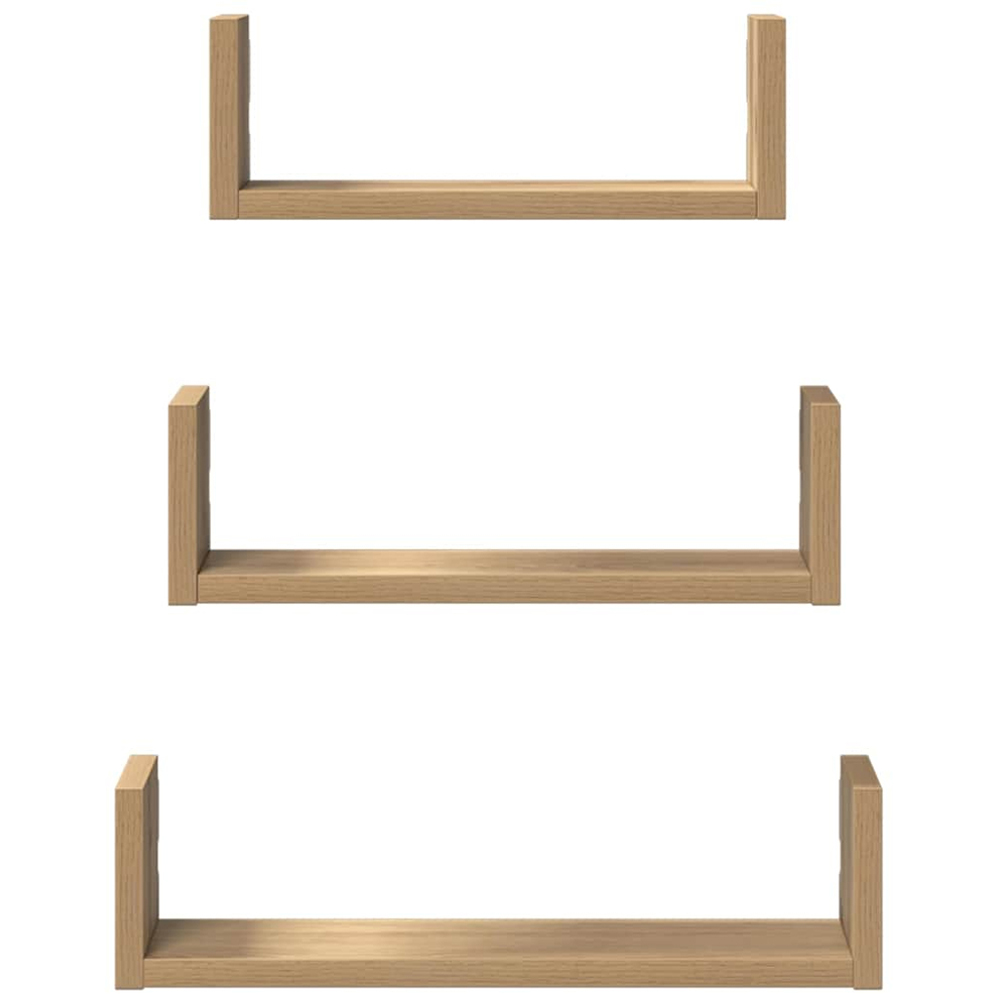 vidaXL Artisian Oak Wall Shelf Set of 3 Image 3
