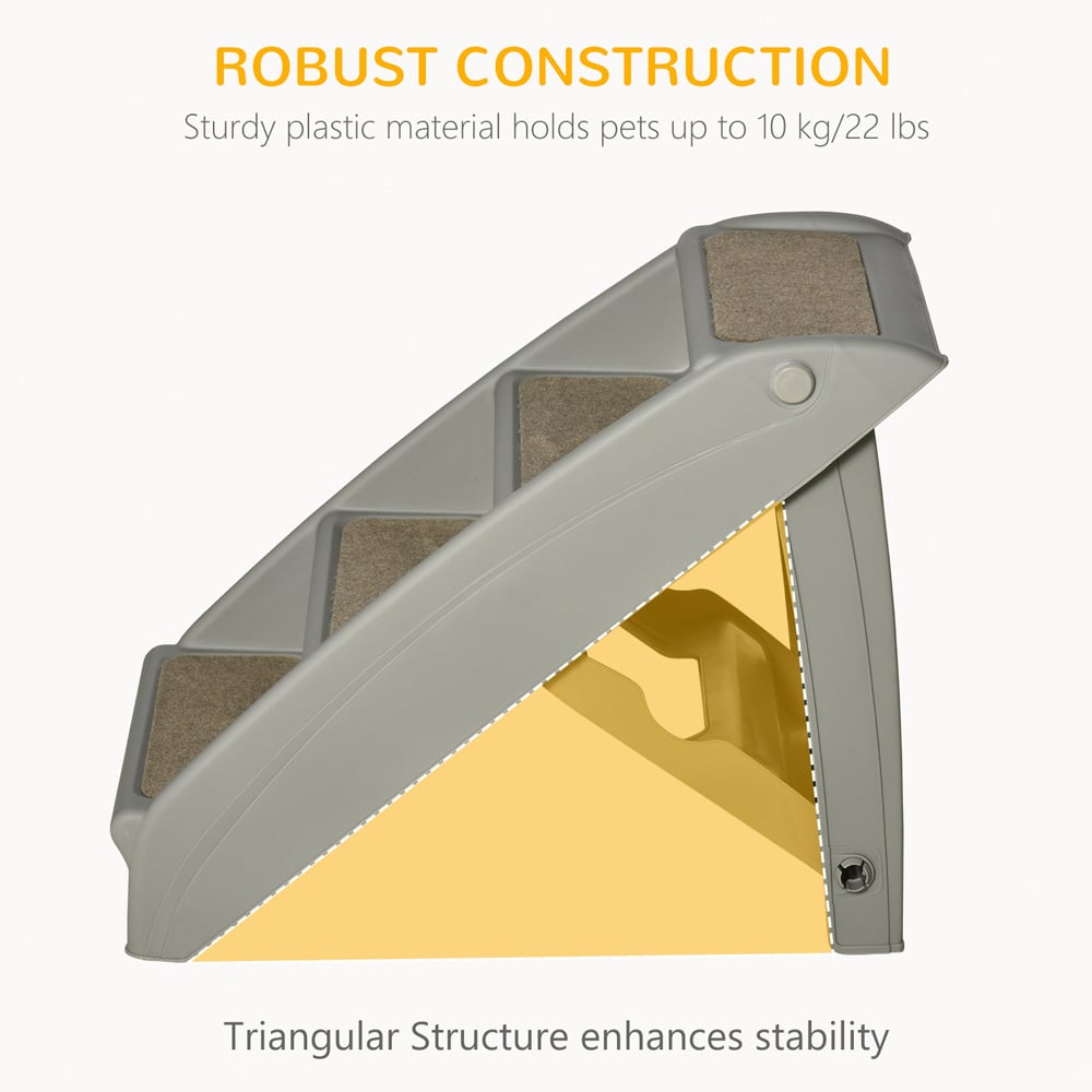 PawHut Grey 4 Step Foldable Pet Stairs with Non-Slip Mats Image 6