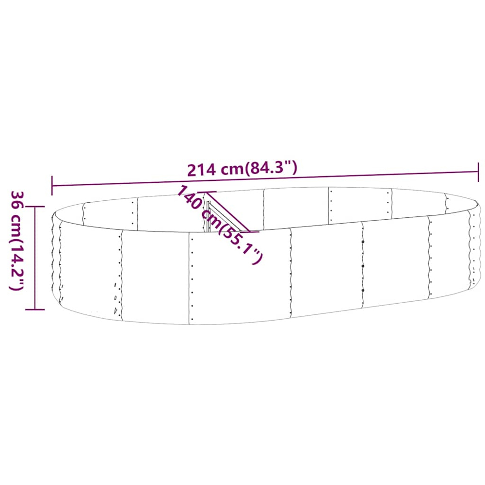 vidaXL Anthracite Galvanised Steel Raised Garden Bed 36 x 140 x 214cm Image 5