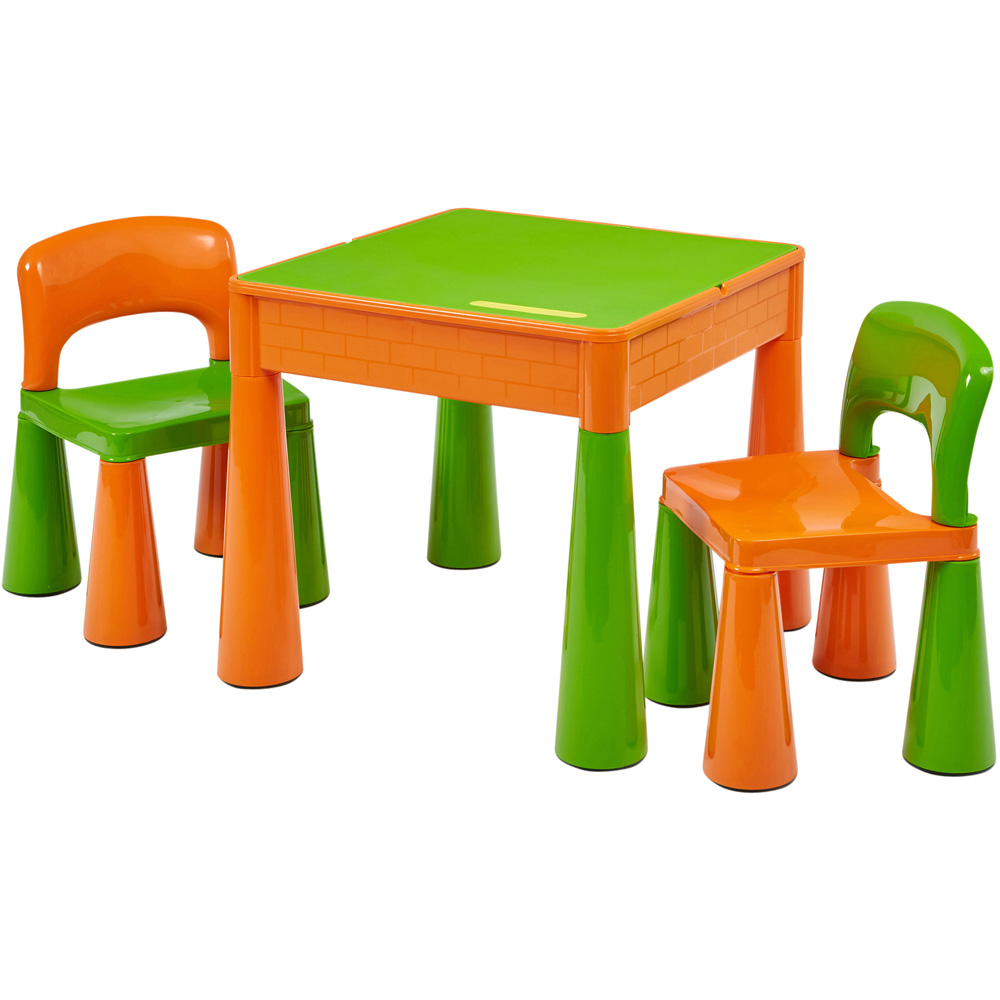 Liberty House Toys Orange-Green Kids 5-in-1 Activity Table and Chairs Image 2