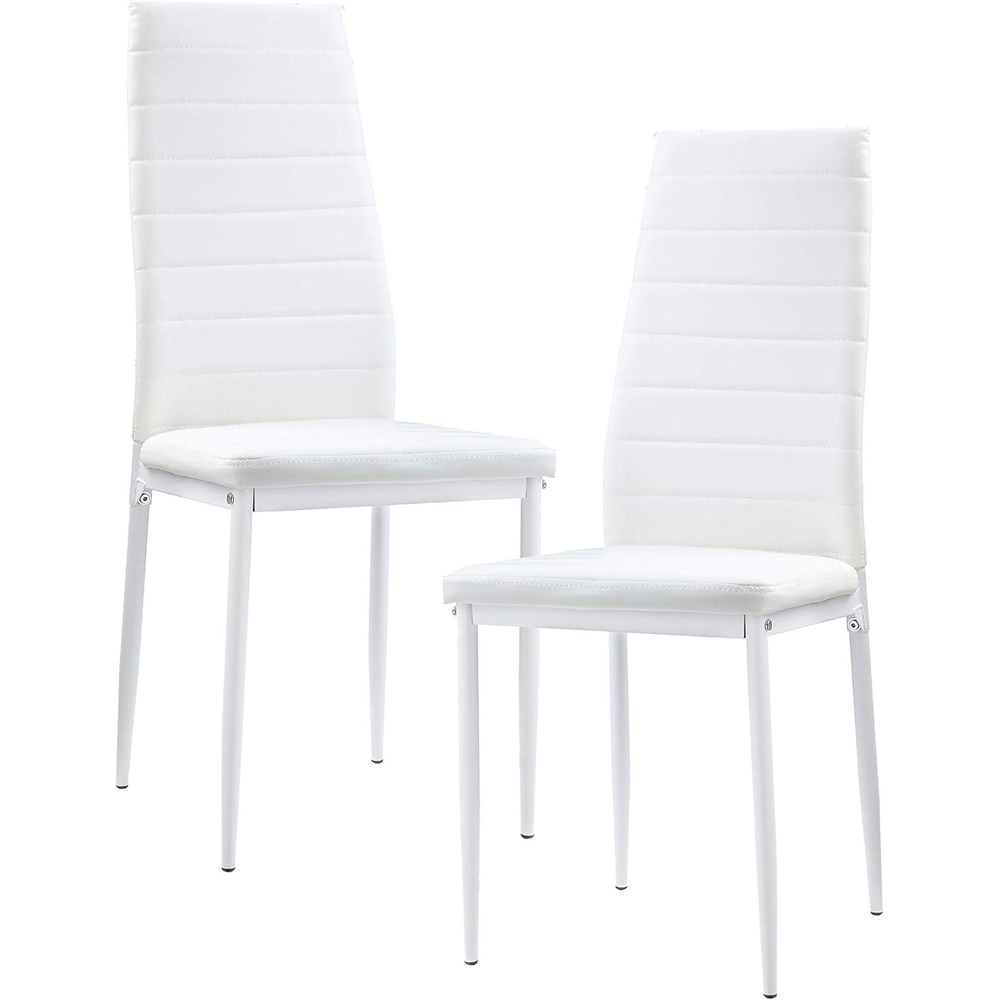 Kosy Koala 4 Seater Faux Leather Wooden Dining Set White Image 2
