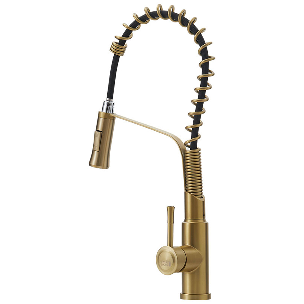 Living and Home Gold Pull Down Kitchen Tap Image 1