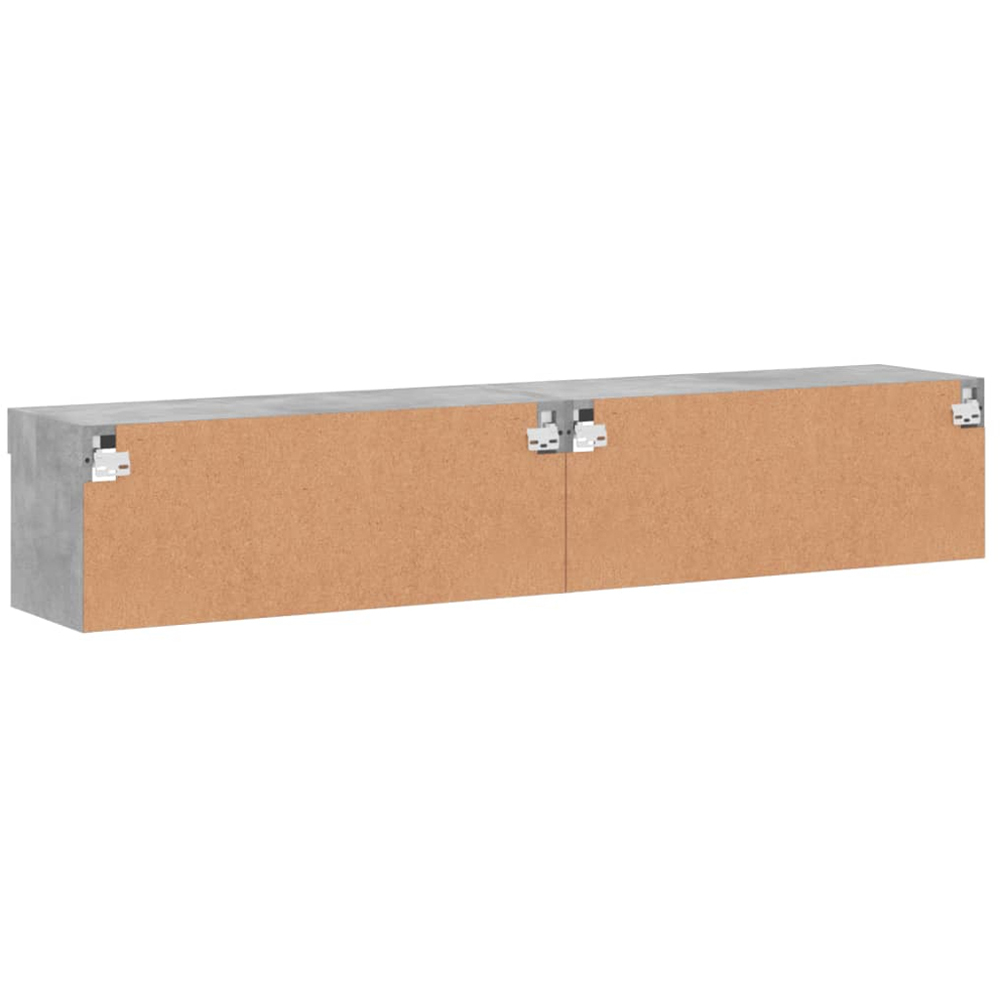 vidaXL 2 Shelf Concrete Grey TV Cabinet with LED Lights Set of 2 Image 7