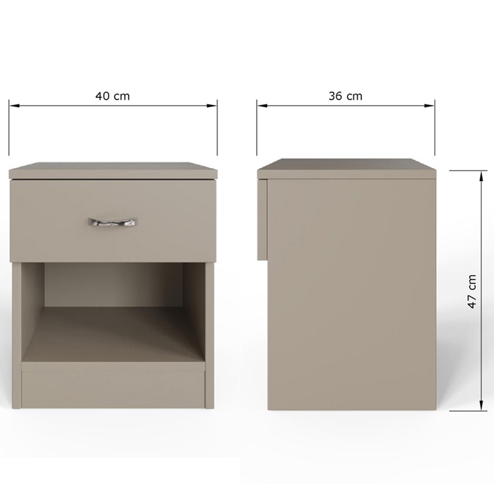 FWStyle Promo Single Drawer Putty Modern Bedside Table Set of 2 Image 6