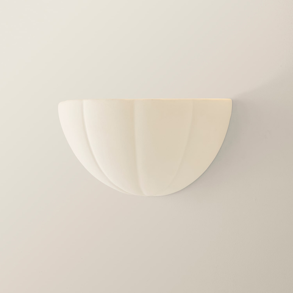 ValueLights Leonardo Paint Me Plain Ceramic Scallop LED Flush Wall Light with Bulb Image 4