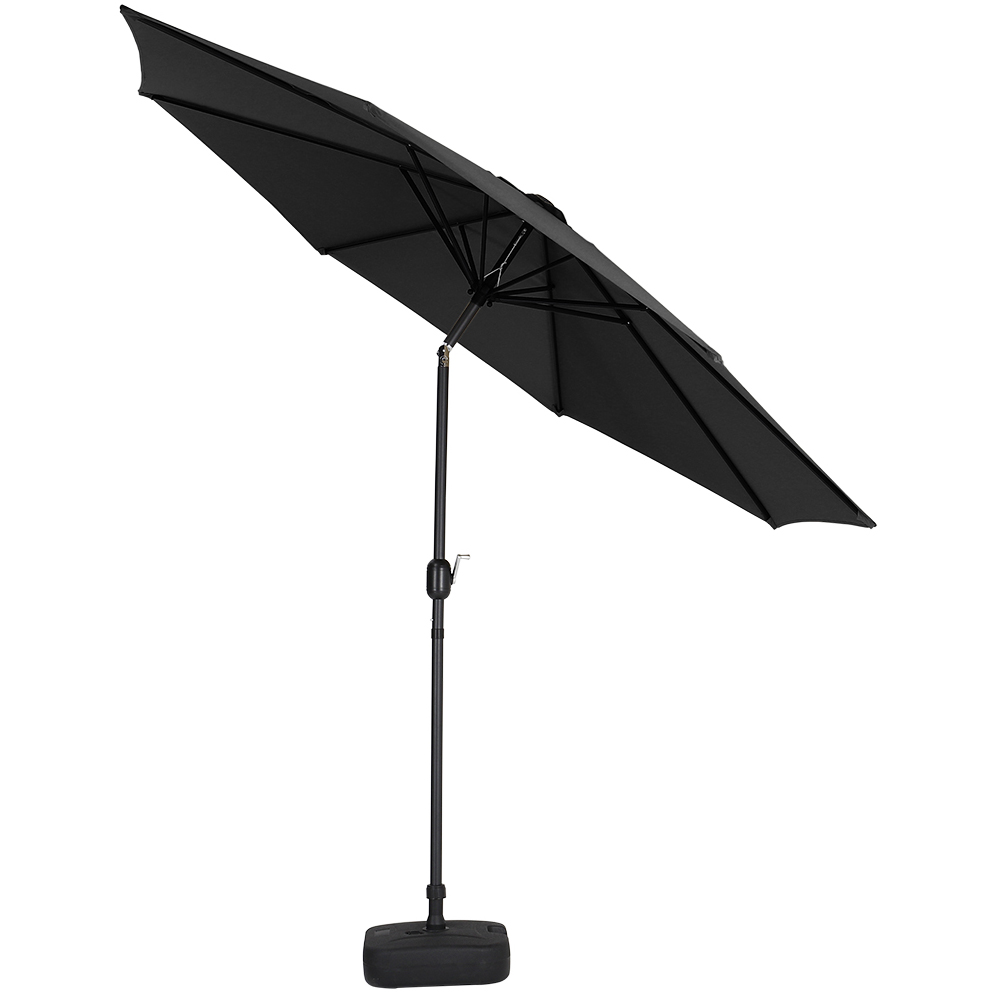 Living and Home Black Round Crank Tilt Parasol with Square Base 3m Image 3