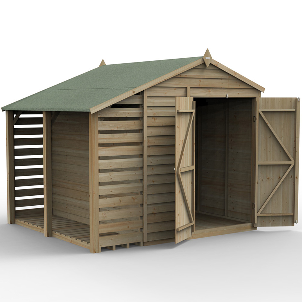 Forest Garden 4LIFE 6 x 8ft Double Door Lean To Apex Shed Image 3