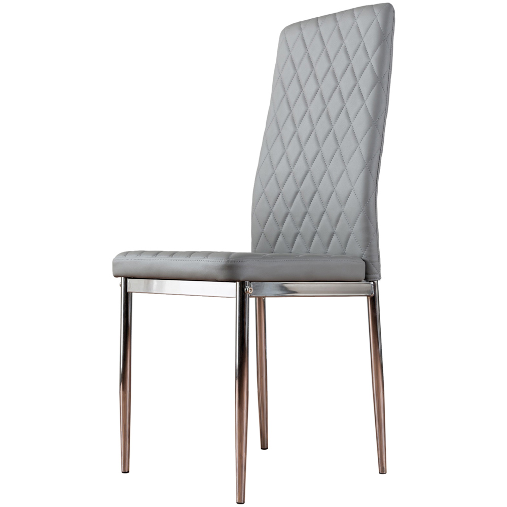 Furniturebox Valera Set of 6 Grey and Chrome Faux Leather Dining Chair Image 2