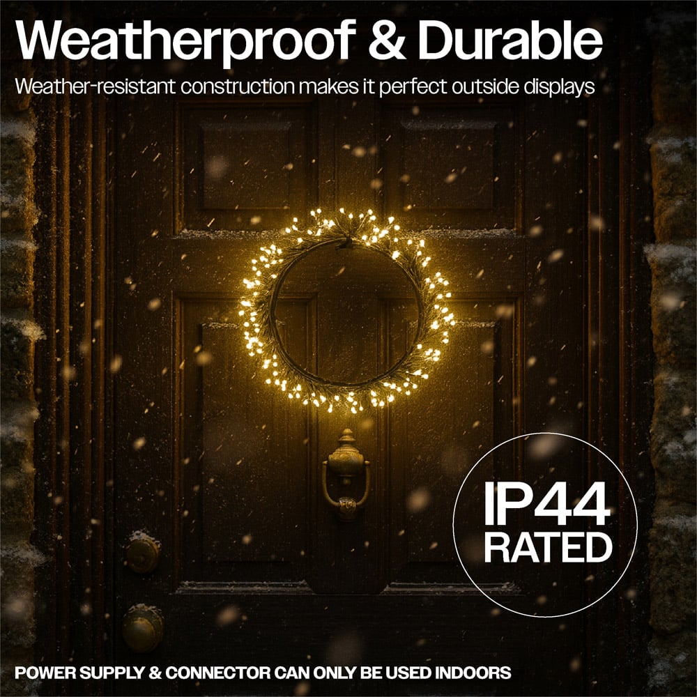 Xmas Haus Black 800 Warm White Micro LED Christmas Wreath 25cm Image 4