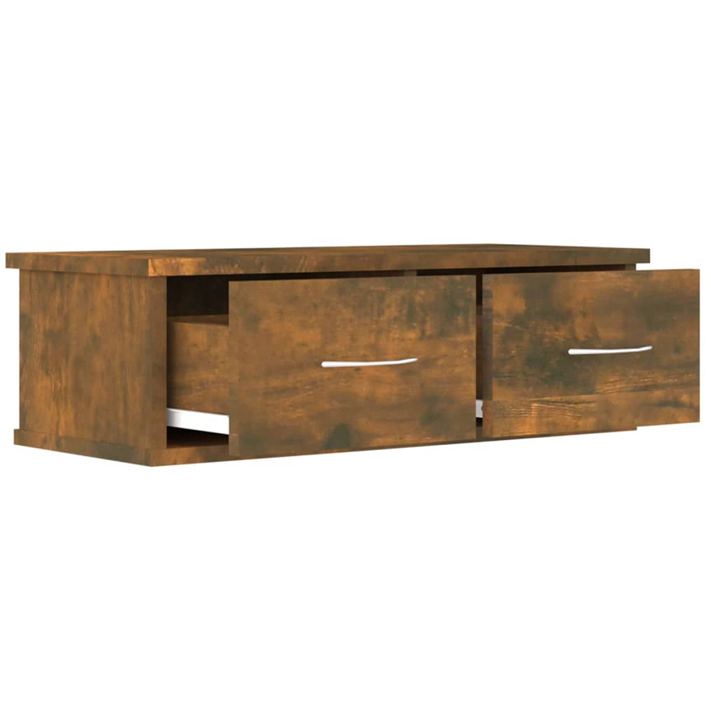 vidaXL 2 Drawer Smoked Oak Wall Cabinet Image 4