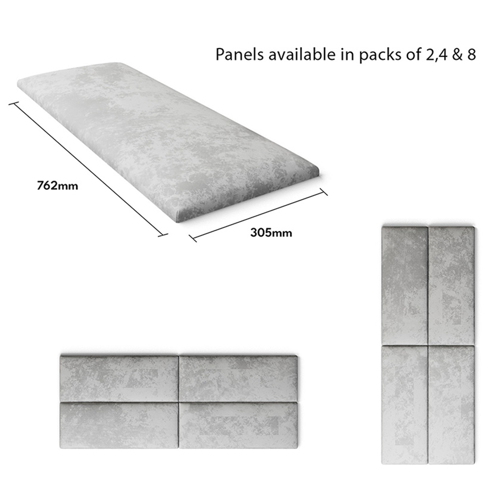 Aspire EasyMount Silver Mirazzi Velvet Upholstered Wall Mounted Headboard Panels 2 Pack Image 5