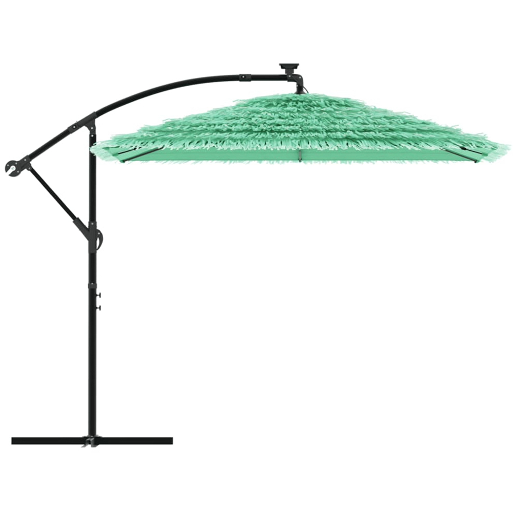 vidaXL Green Straw Top Cantilever Parasol with Steel Pole 2.4m Image 3