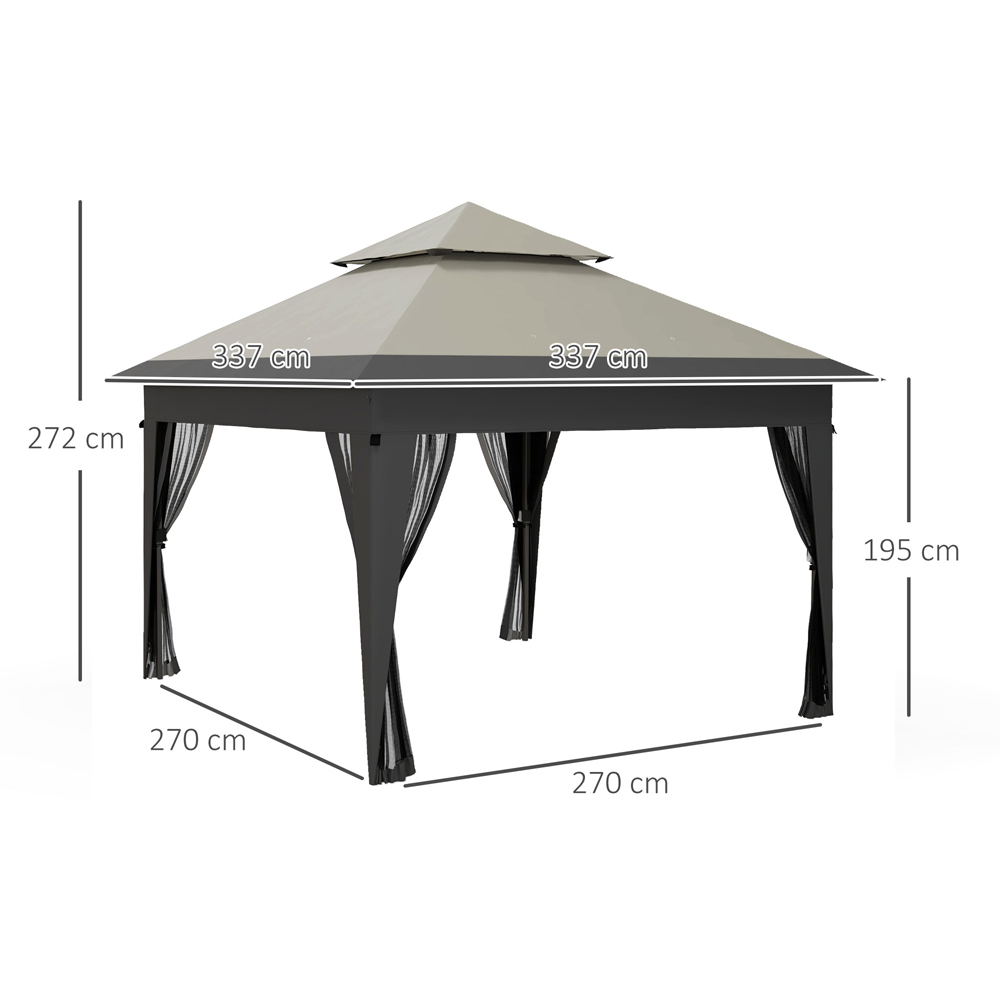 Outsunny 3 x 3m Grey Marquee Party Tent Pop Up Gazebo Image 7