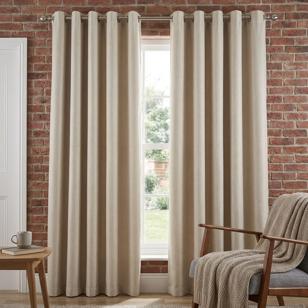 Taylor Blackout Eyelet Curtains - Natural / 168cm / 183cm Image 7