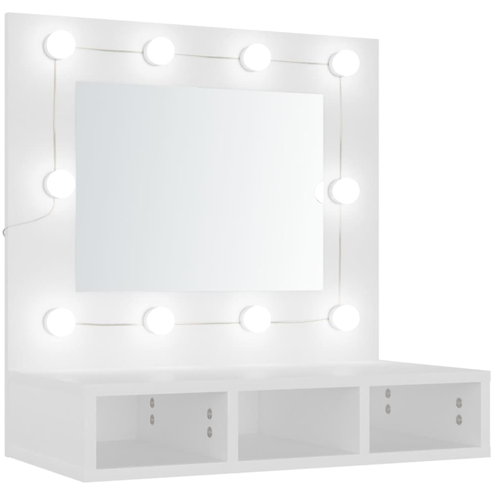vidaXL 3 Shelf LED White Mirror Cabinet Image 2