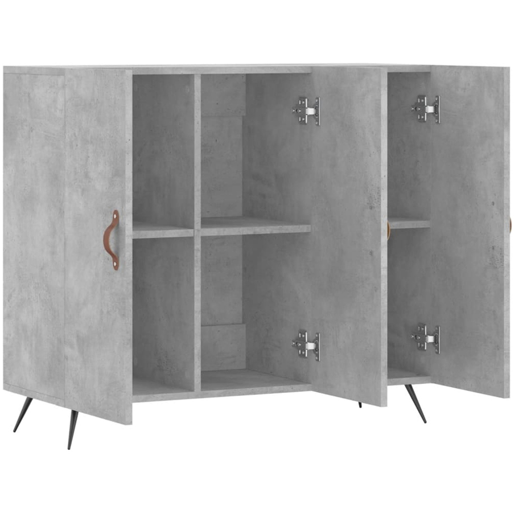 vidaXL 3 Door Concrete Grey Wooden Sideboard Image 5