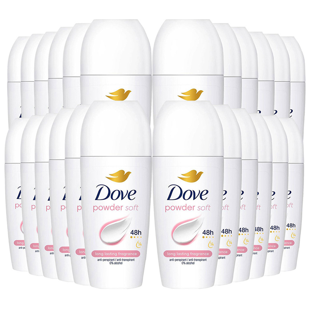 Dove Powder Soft Anti-Perspirant 48H Long Fragrance Roll On 50ml 24 Pack Image 1