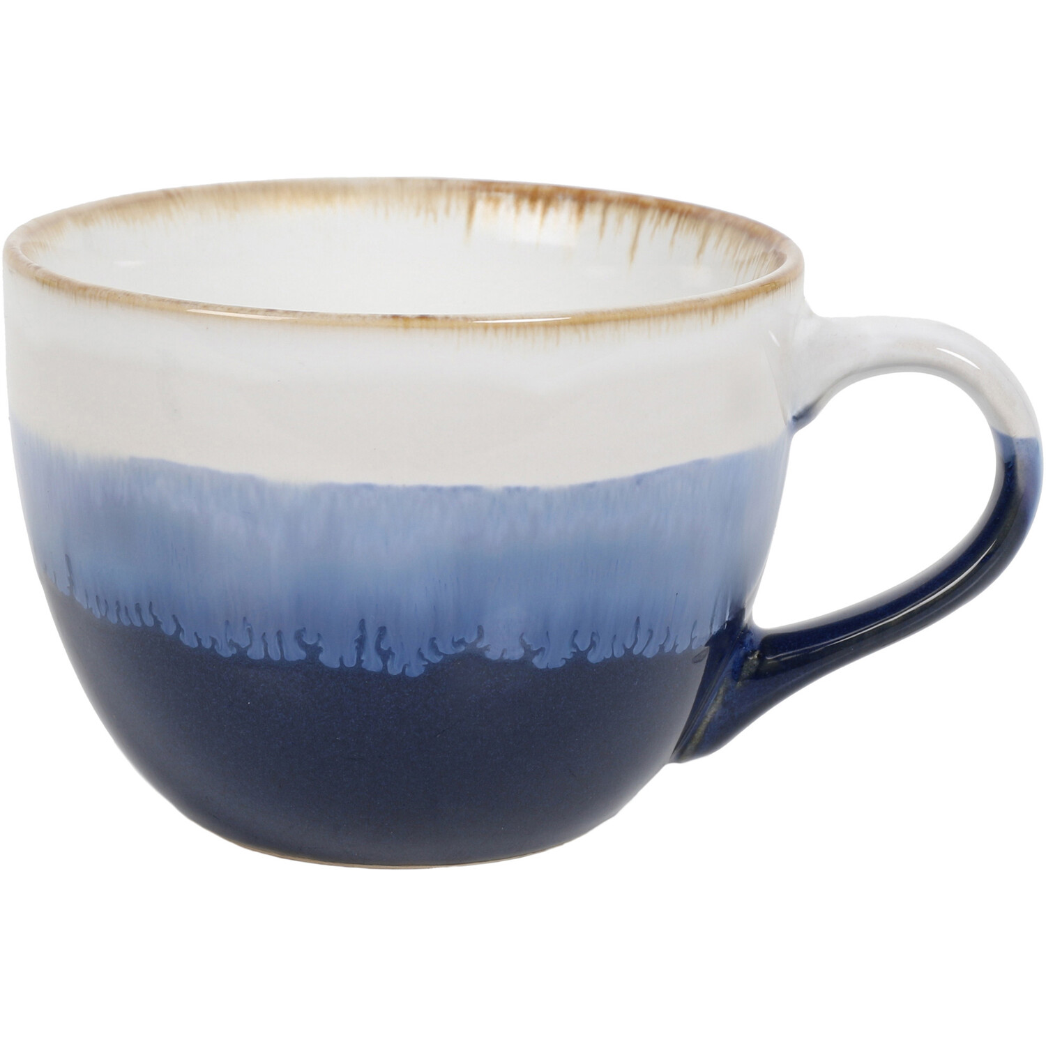 Stripes Reactive Glaze Cappuccino Mug - Blue Image 1